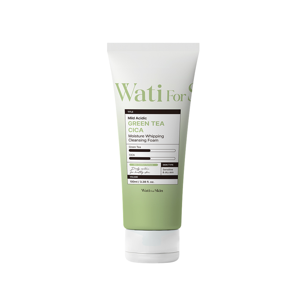 Espuma De Limpeza Cleansing Foam Wati for Skin Mild Acidic Green Tea Cica Moisture Whipping