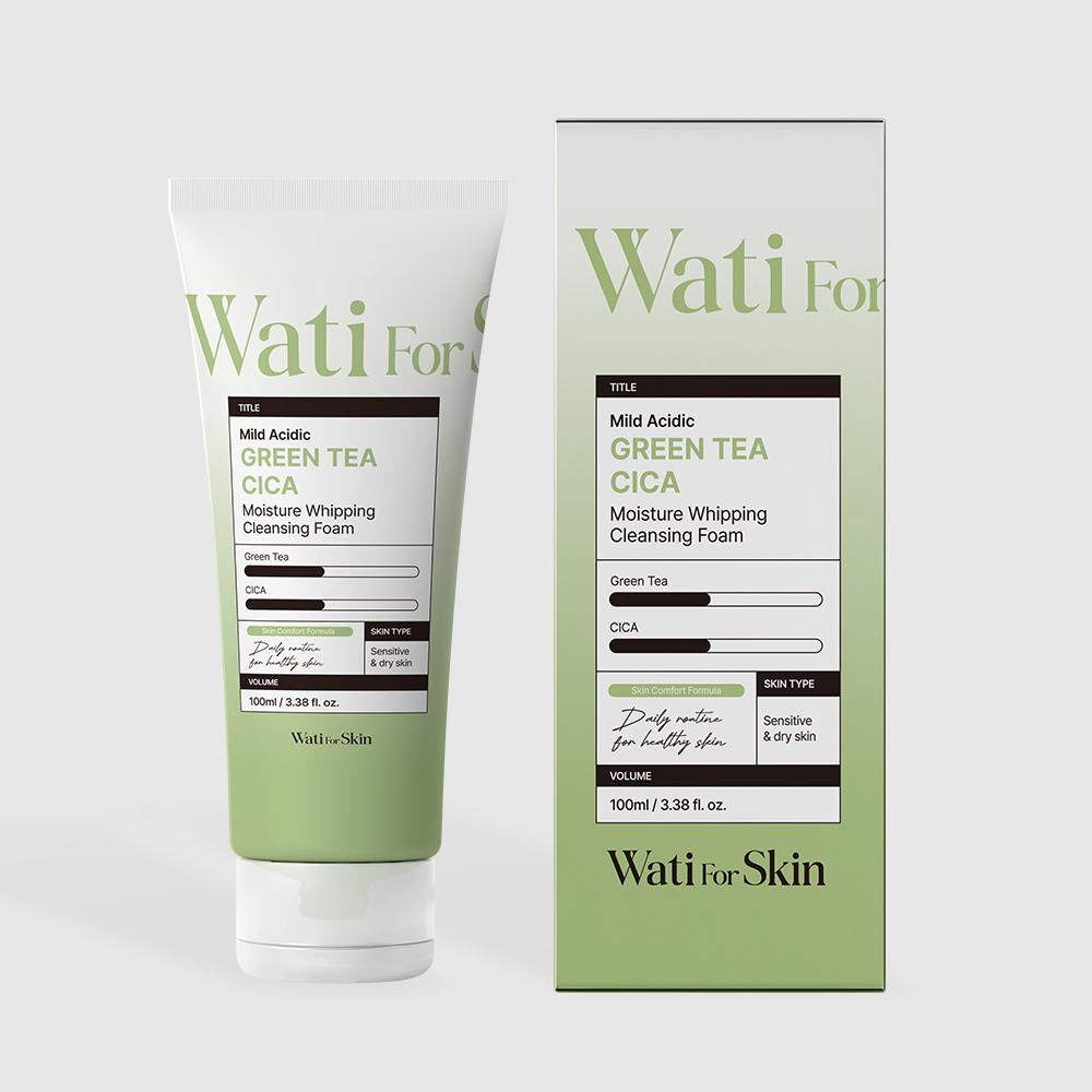 Espuma De Limpeza Cleansing Foam Wati for Skin Mild Acidic Green Tea Cica Moisture Whipping