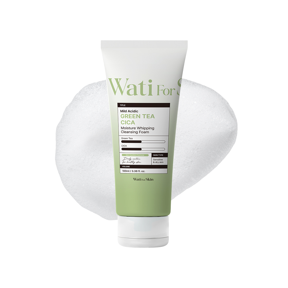 Espuma De Limpeza Cleansing Foam Wati for Skin Mild Acidic Green Tea Cica Moisture Whipping