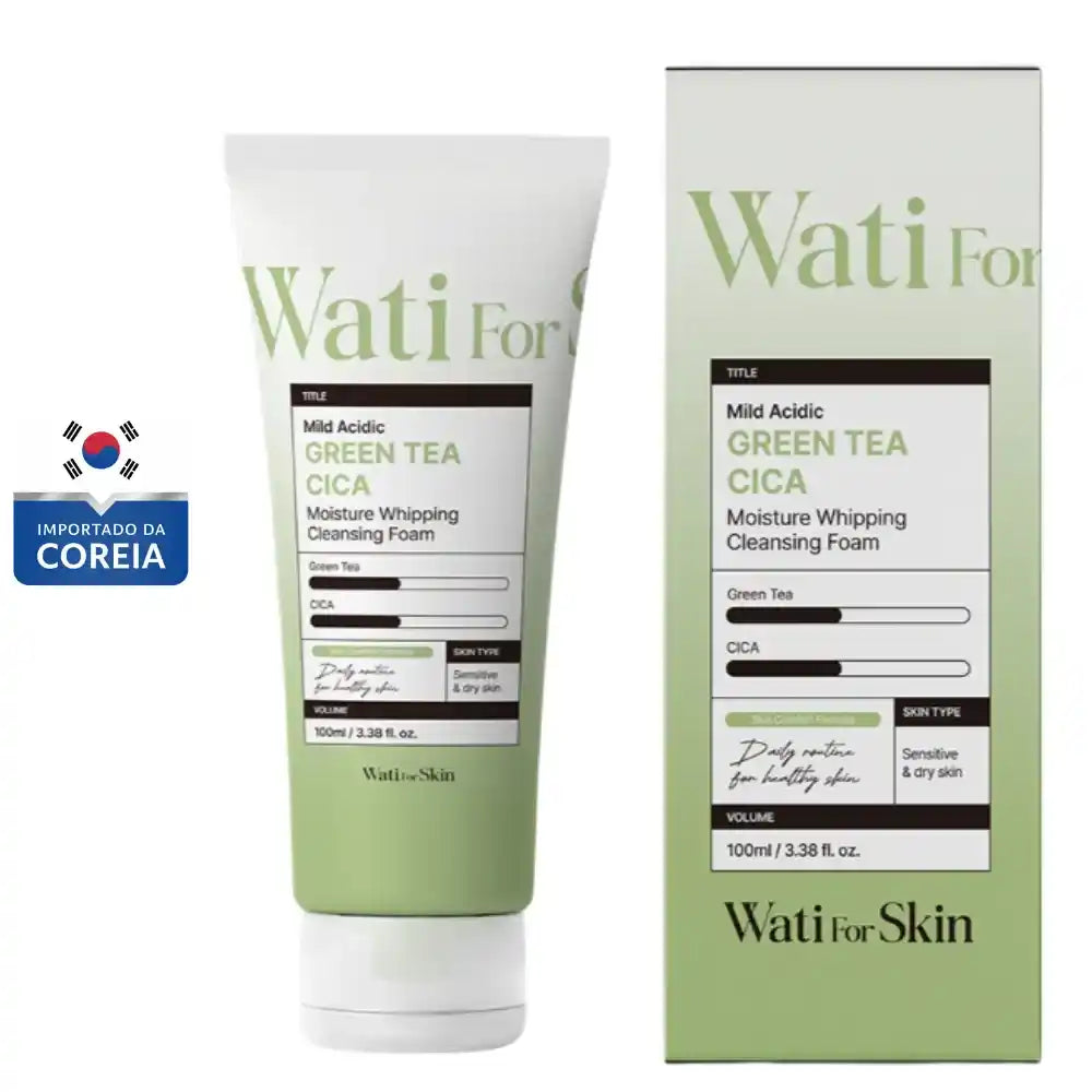 Espuma De Limpeza Cleansing Foam Wati for Skin Mild Acidic Green Tea Cica Moisture Whipping